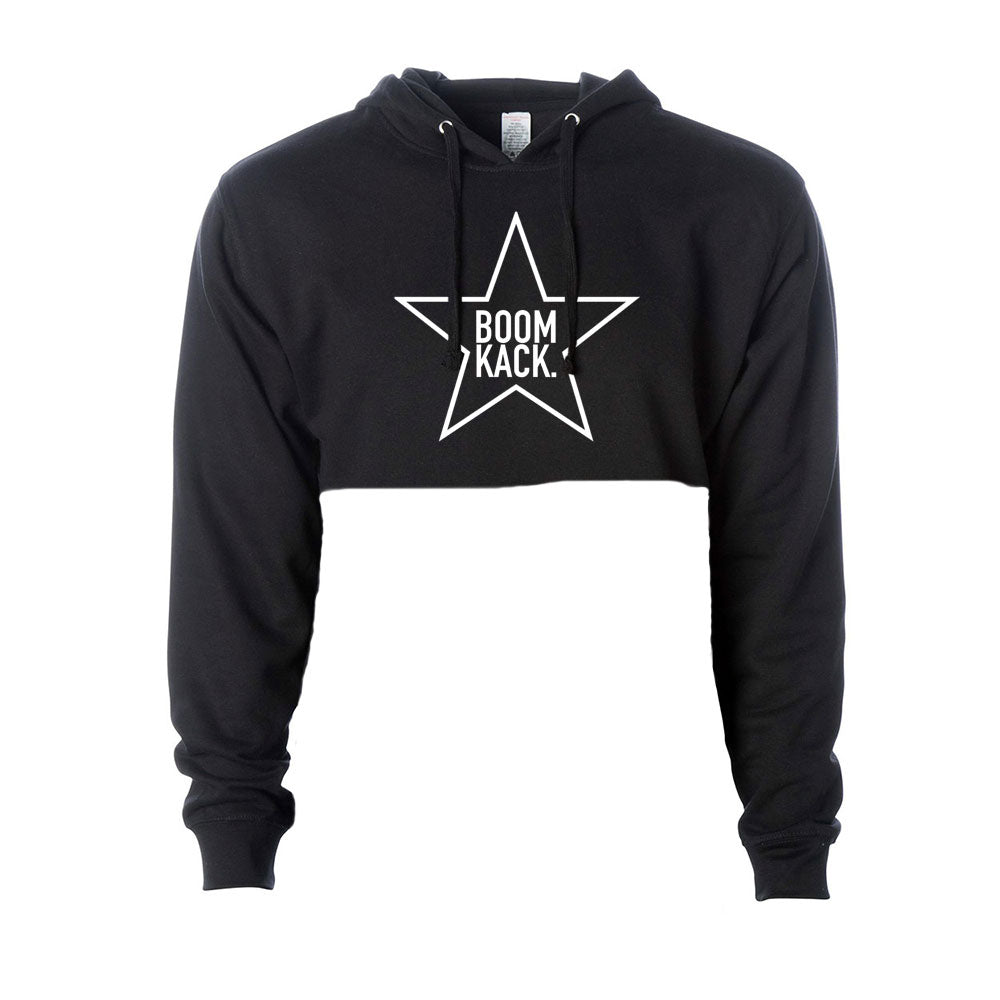 BOOMKACK STAR CROP HOODIE - BLACK