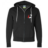 Logo Contrast Zip Hoodie - Black