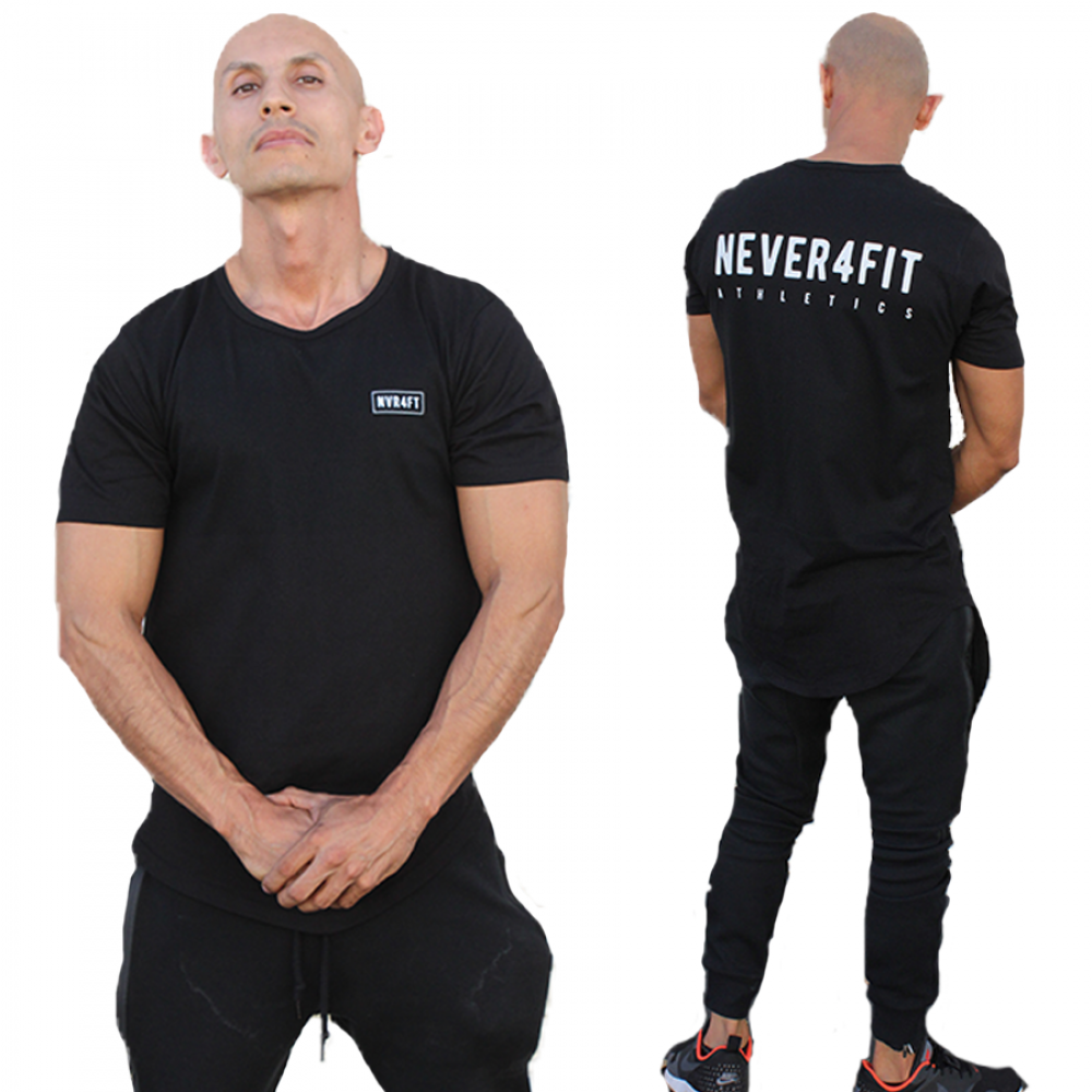 Never4Fit - Logo Scoop Tee - Black