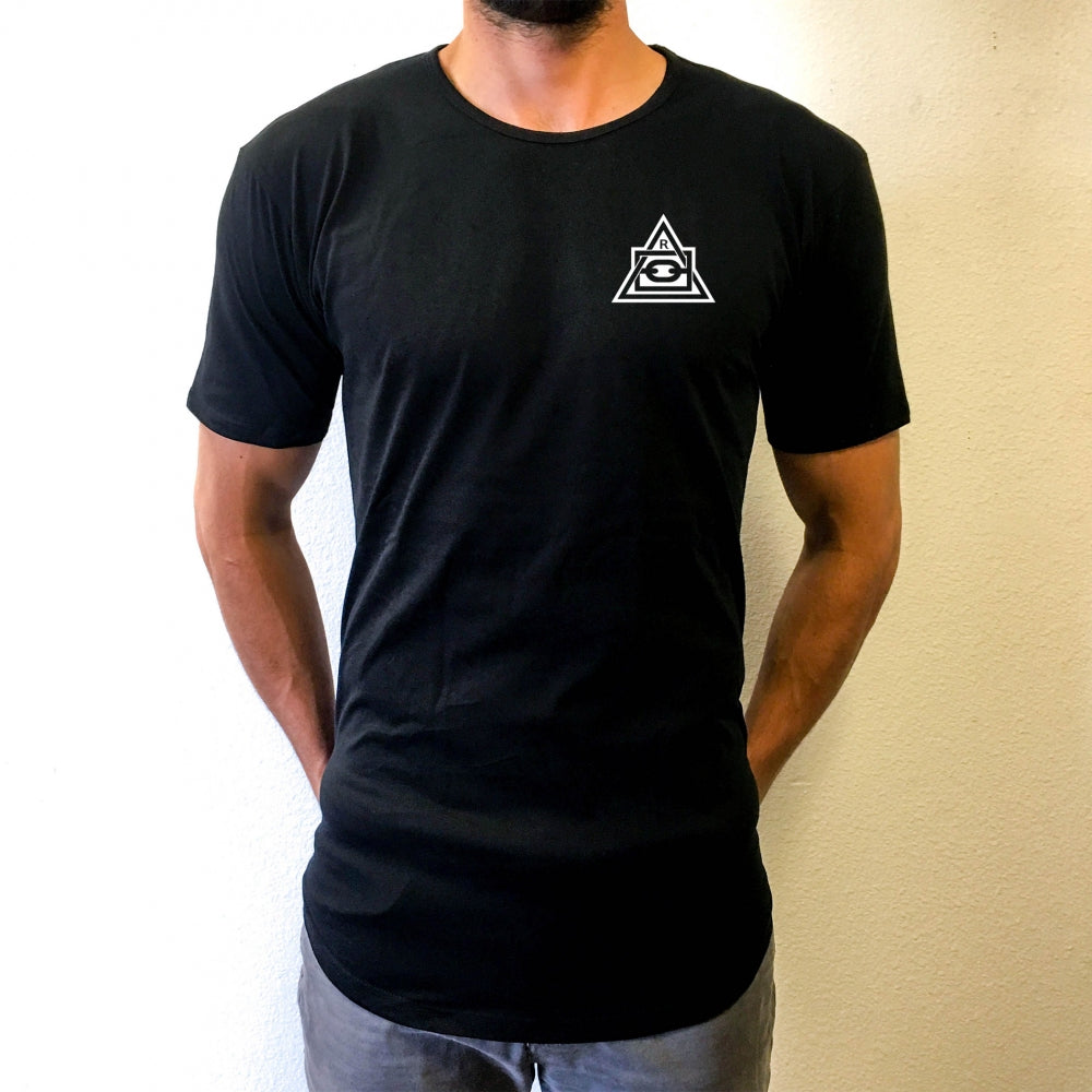 NEVER BACK DOWN SCOOP TEE - BLACK