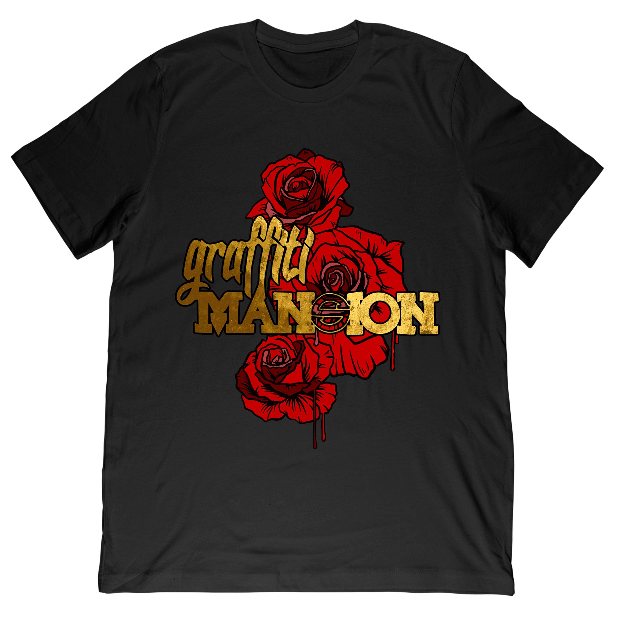 Graffiti Mansion - Rose Tee - Black