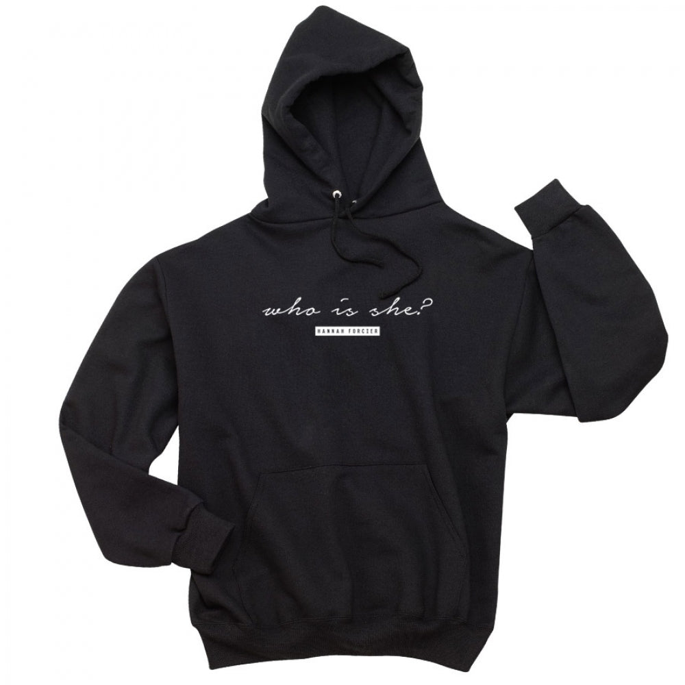WHO IS SHE? HOODIE - BLACK
