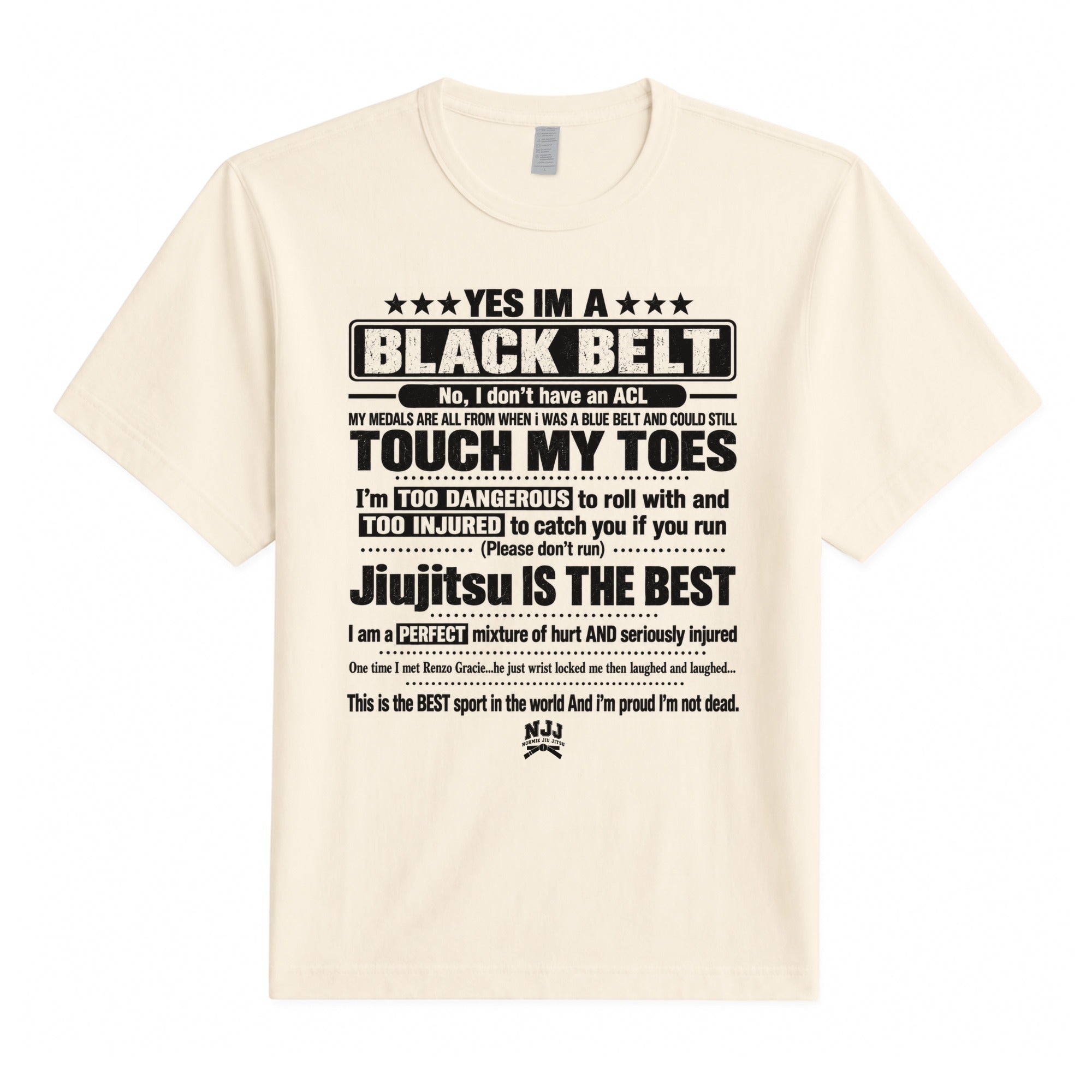 Black Belt Tee — Natural, front