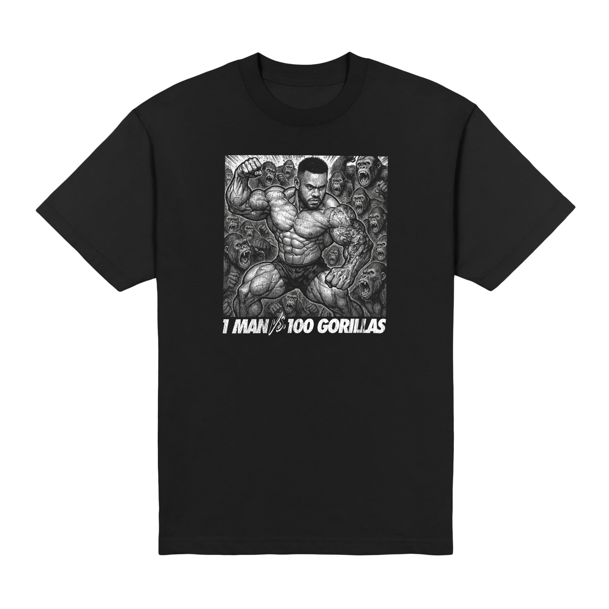 1 Man Vs 100 Gorillas v2 Oversized Tee