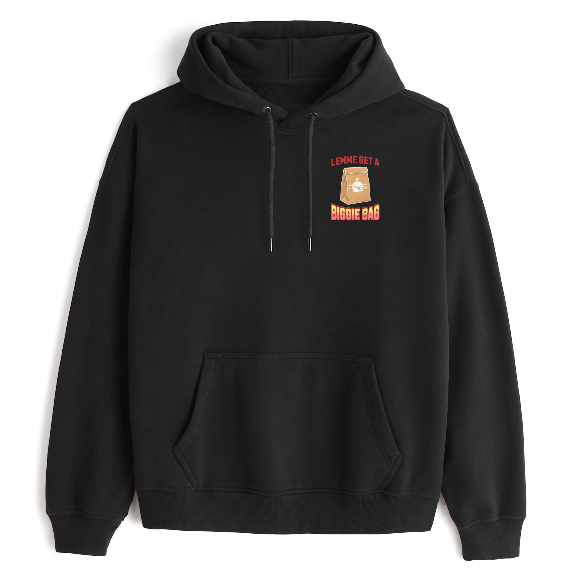 Biggie Bag Hoodie — Black, front