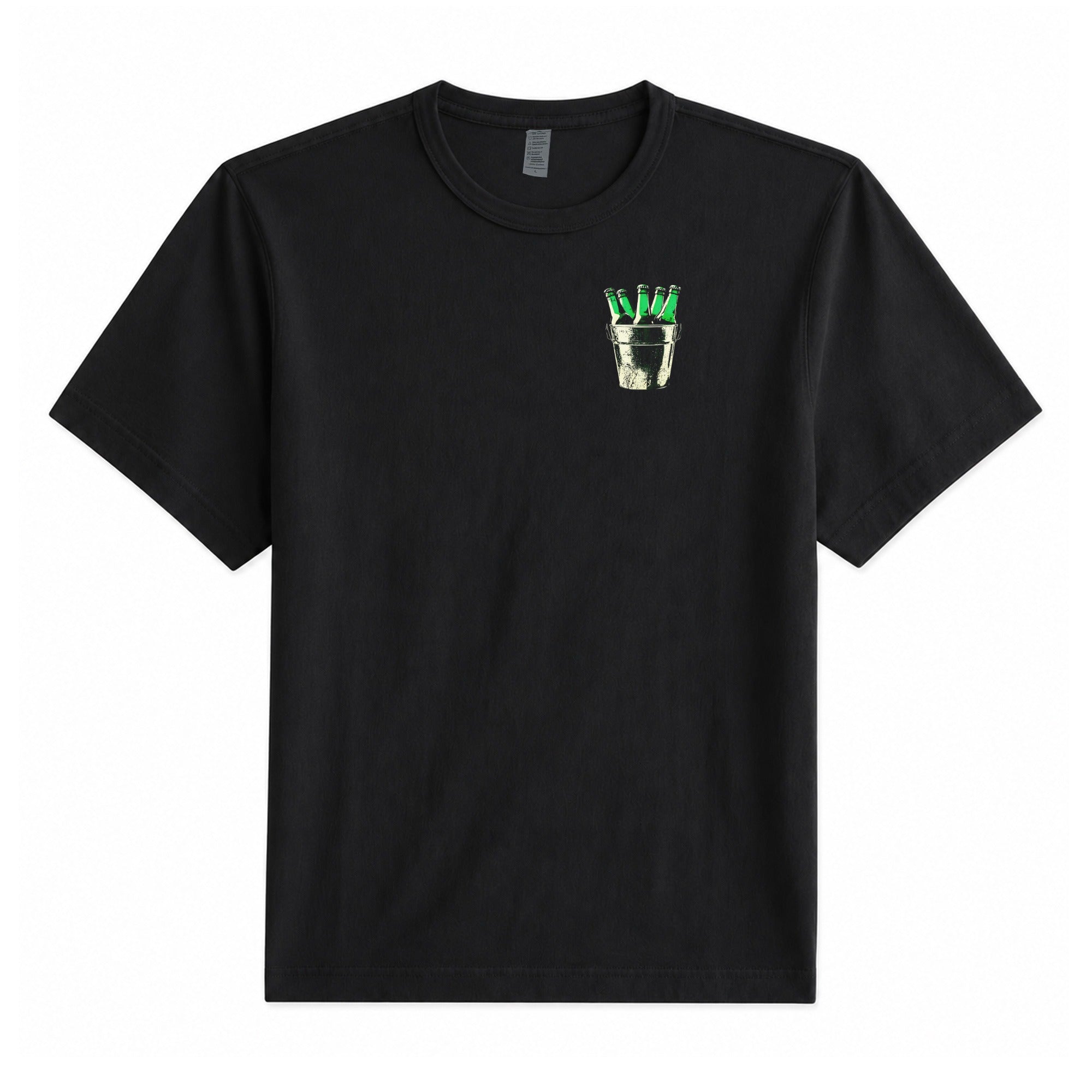 Bucket Drinkers Tee — Black, front