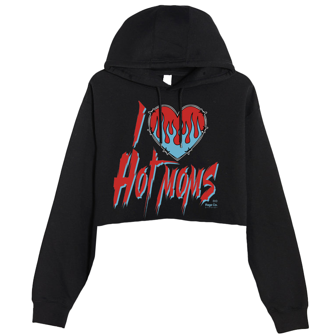 I Love Hot Moms Crop Hoodie
