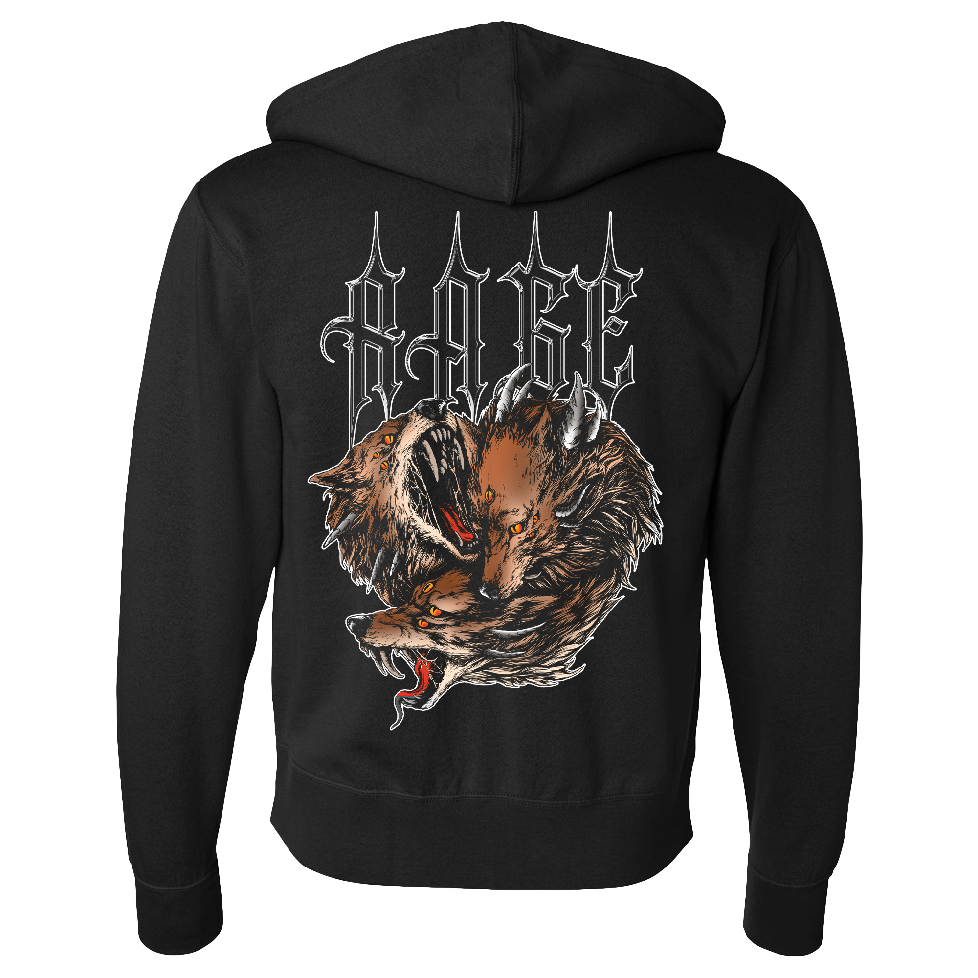 Wolf Contrast Zip Hoodie