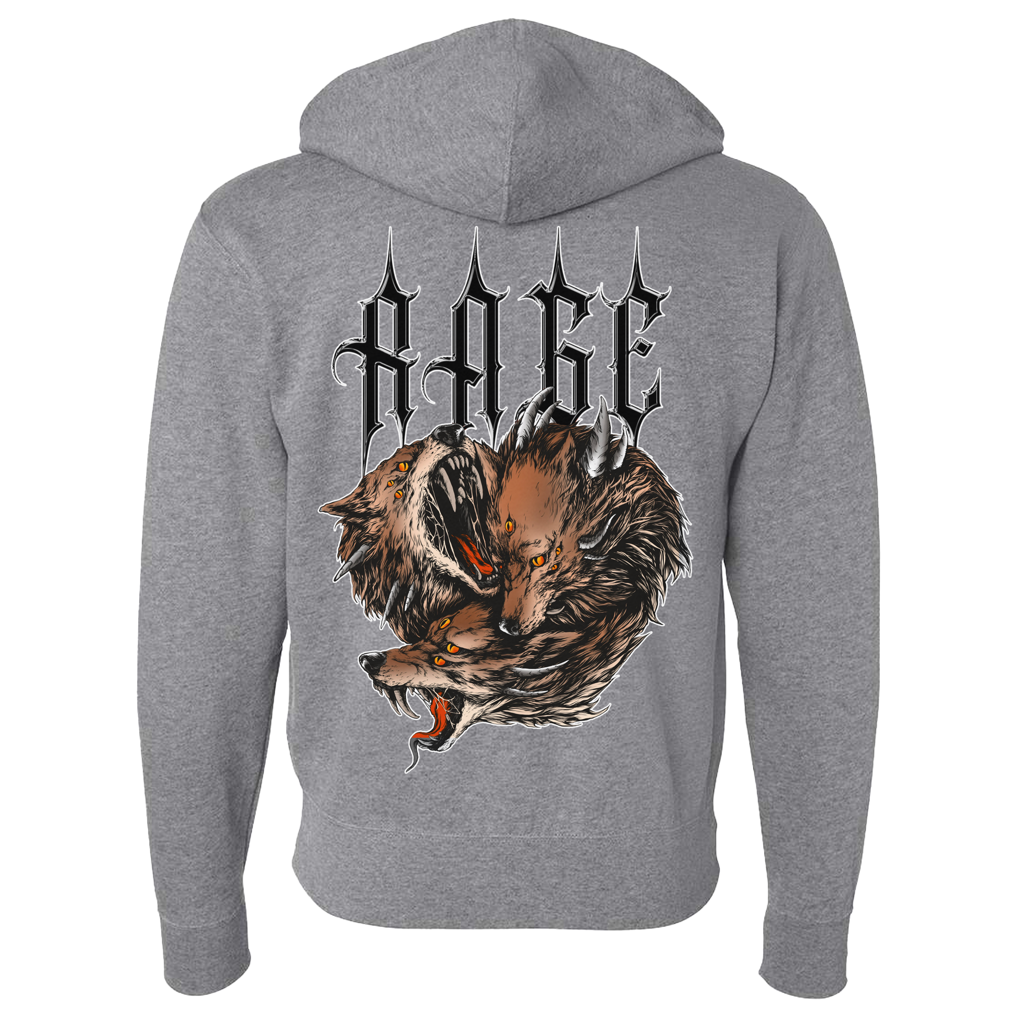 Wolf Contrast Zip Hoodie